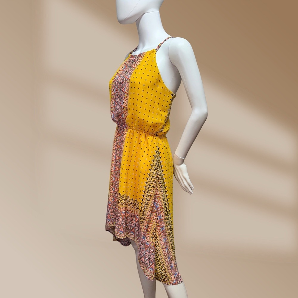 AUW Women's Yellow Multi-Color Hi-Low Tank Flowing Dress Size Large - Picture 3 of 5